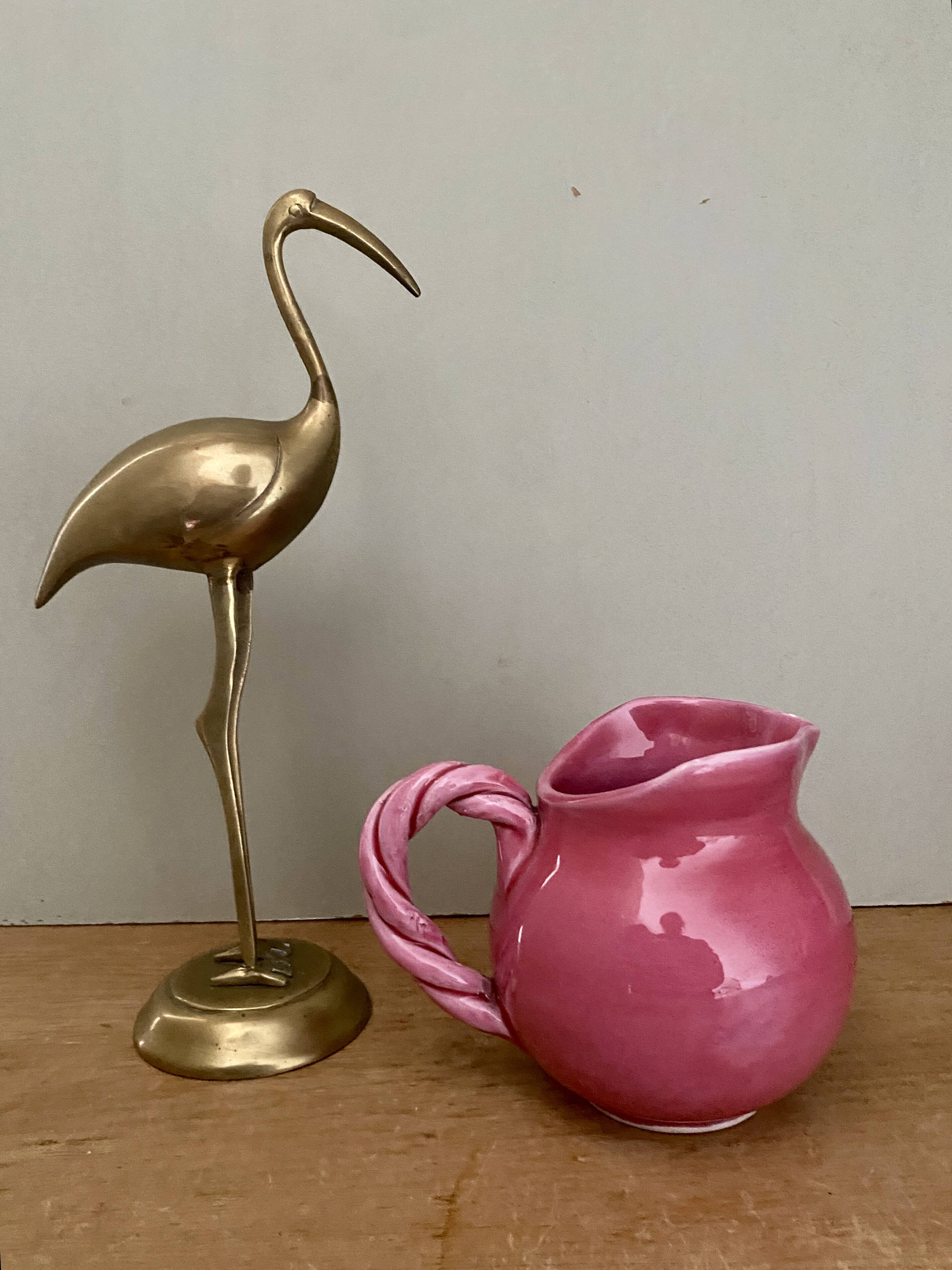 Small old pink ceramic pitcher or milk jug from Vallauris