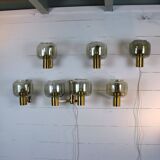 Paire Appliques Scandinaves Laiton verre fumés