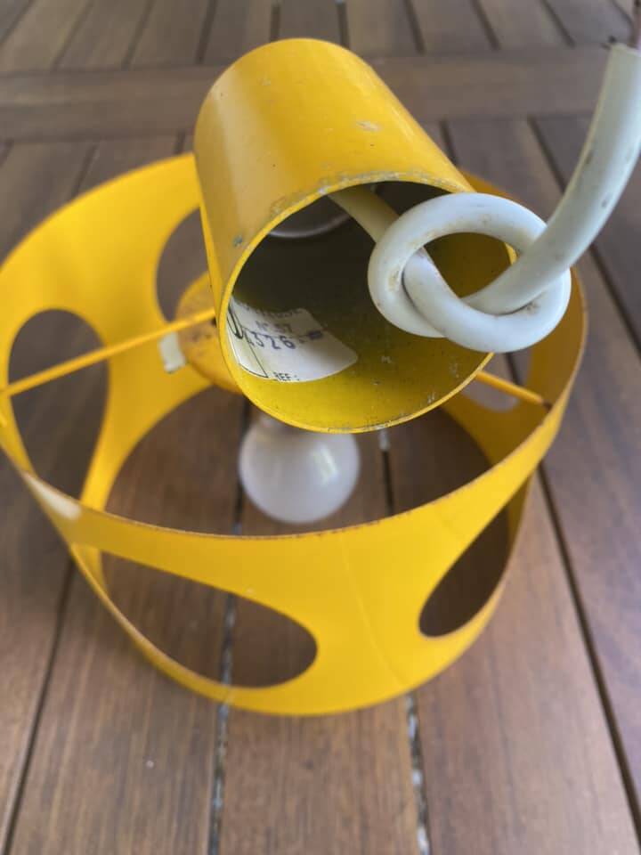 Suspension in orange-yellow metal by Pierre Disderot (1920-1991)