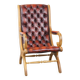 Red flame-grained English cow leather chesterfield armchair