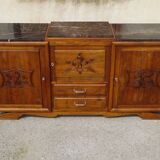 Large and antique solid walnut sideboard