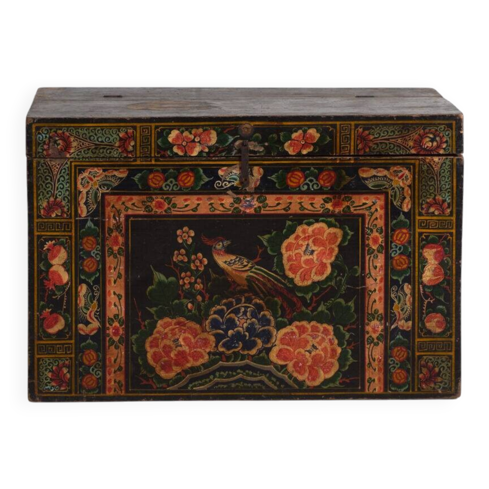 Antique Chinese chest painted in pine wood – China, circa 1900