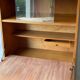 Vintage Scandinavian wooden secretary with display cabinet, desk and drawers