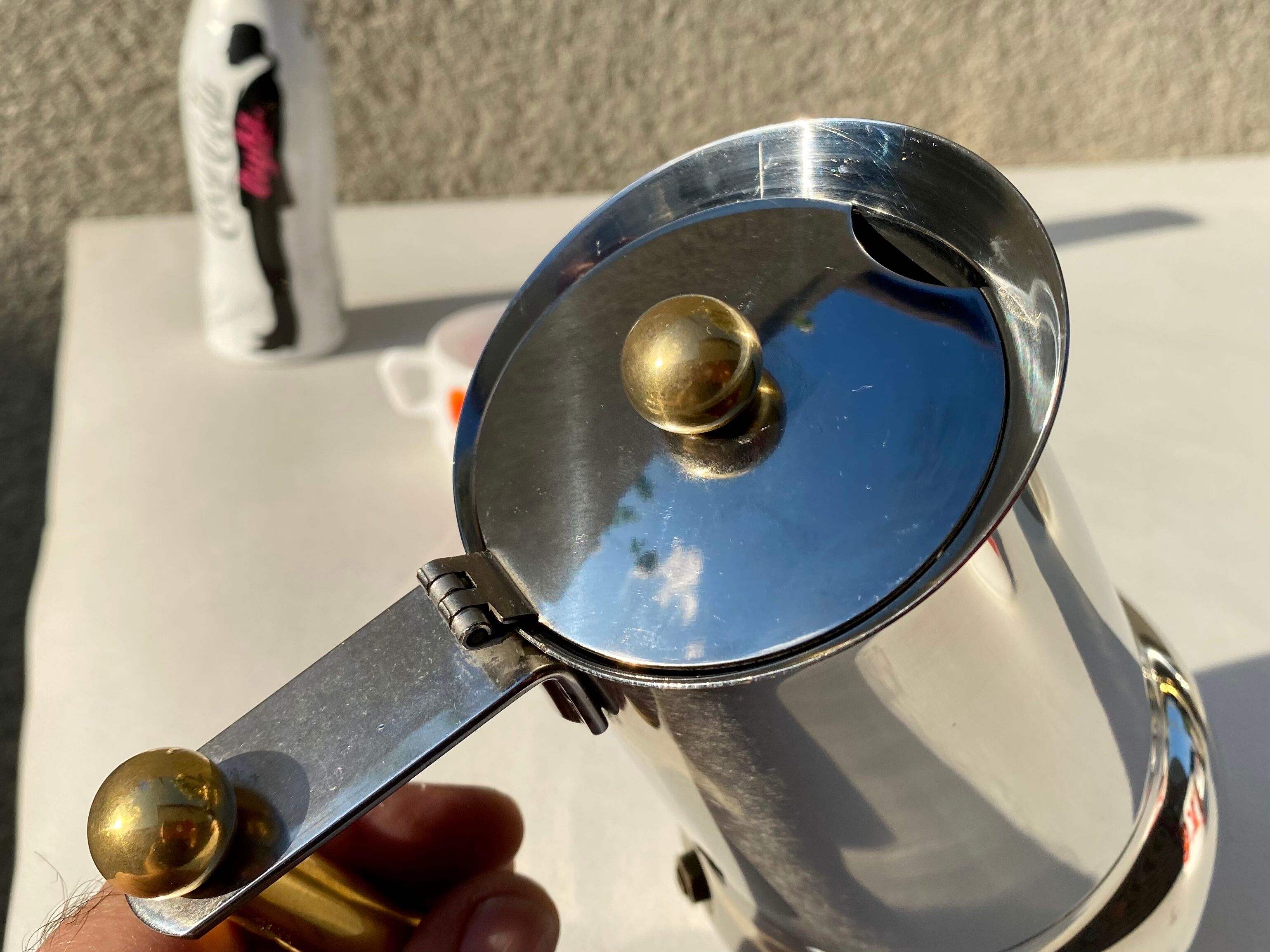 Italian coffee maker kitty oro 3 cups Guido Bergna italy vintage 80 stainless steel and brass