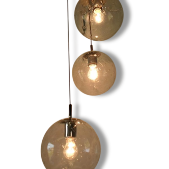 Ceiling light 3 globes in blown glass of the 1970s