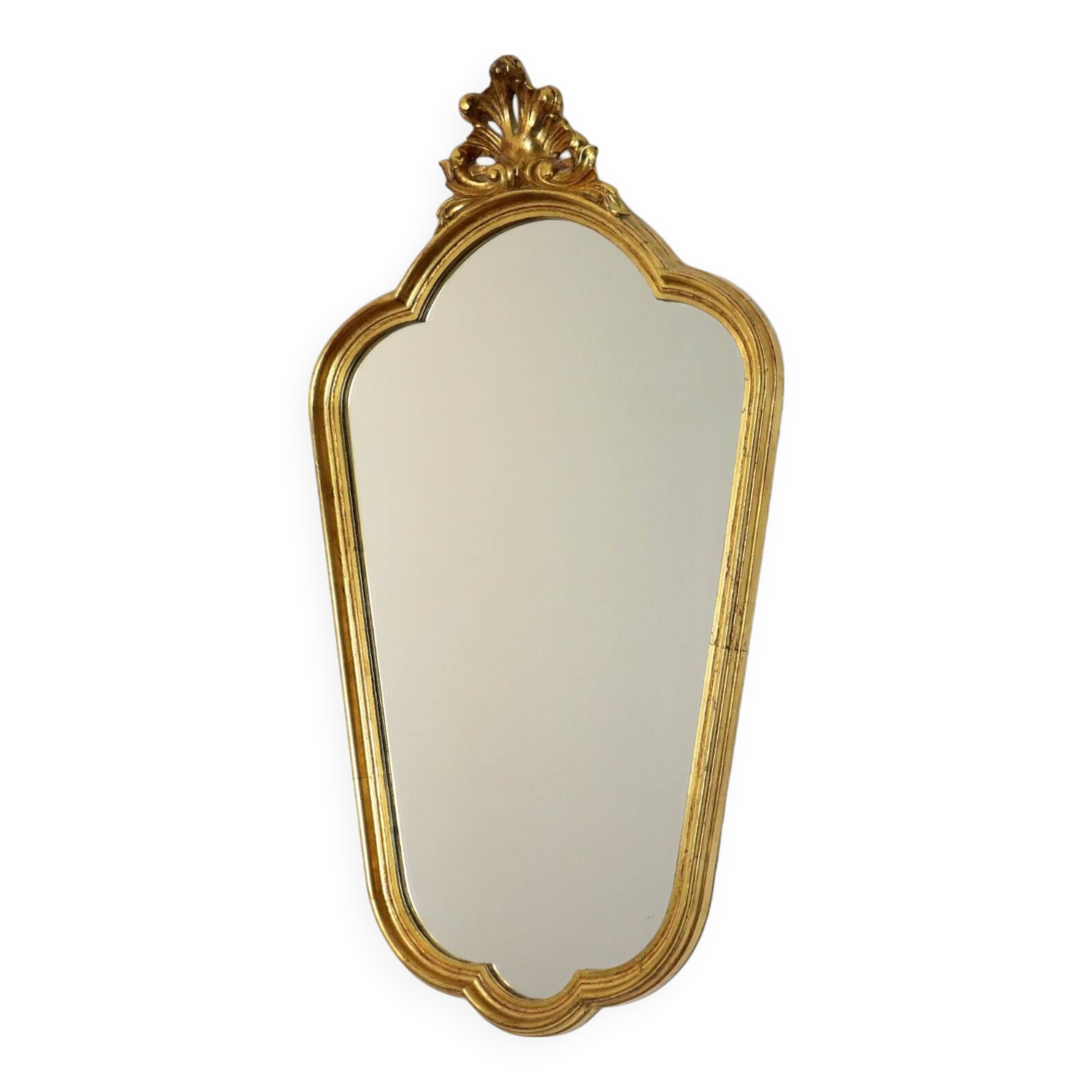 Mid Century Gold Baroque Mirror Crested Mirror Resin Acanthus