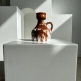 Small white and brown vase or pitcher West Germany H:15cm D:10.5cm