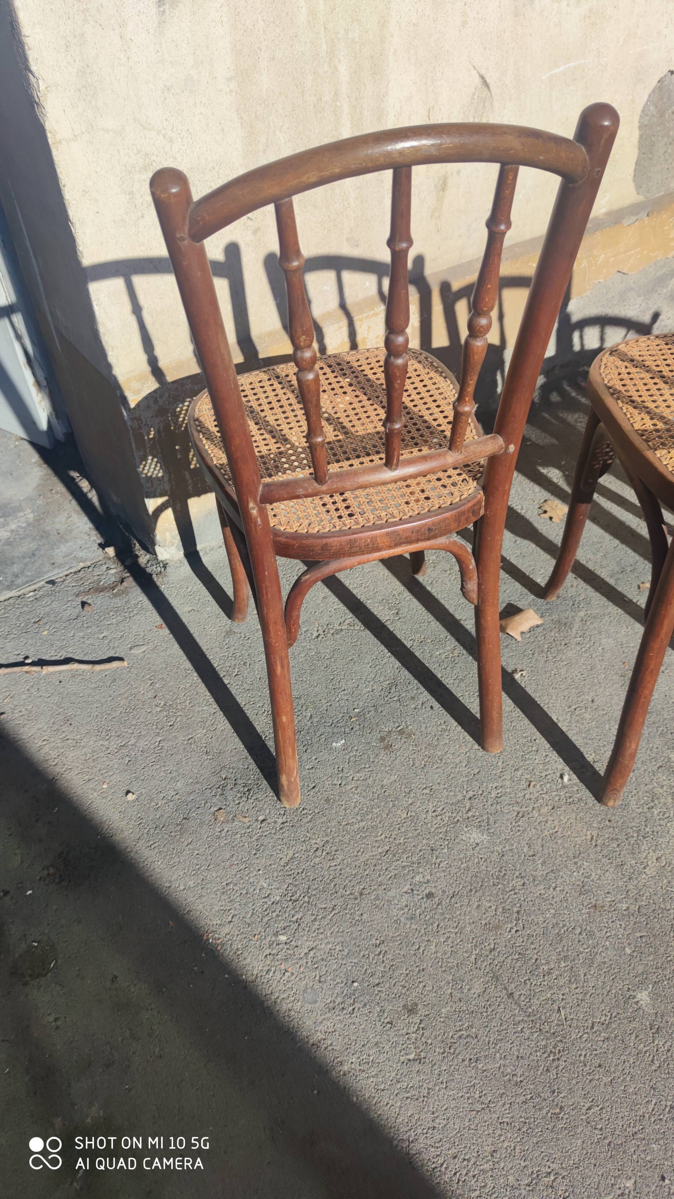 Set of 4 bistro chairs by J & J Khon, Austria, late 19th century