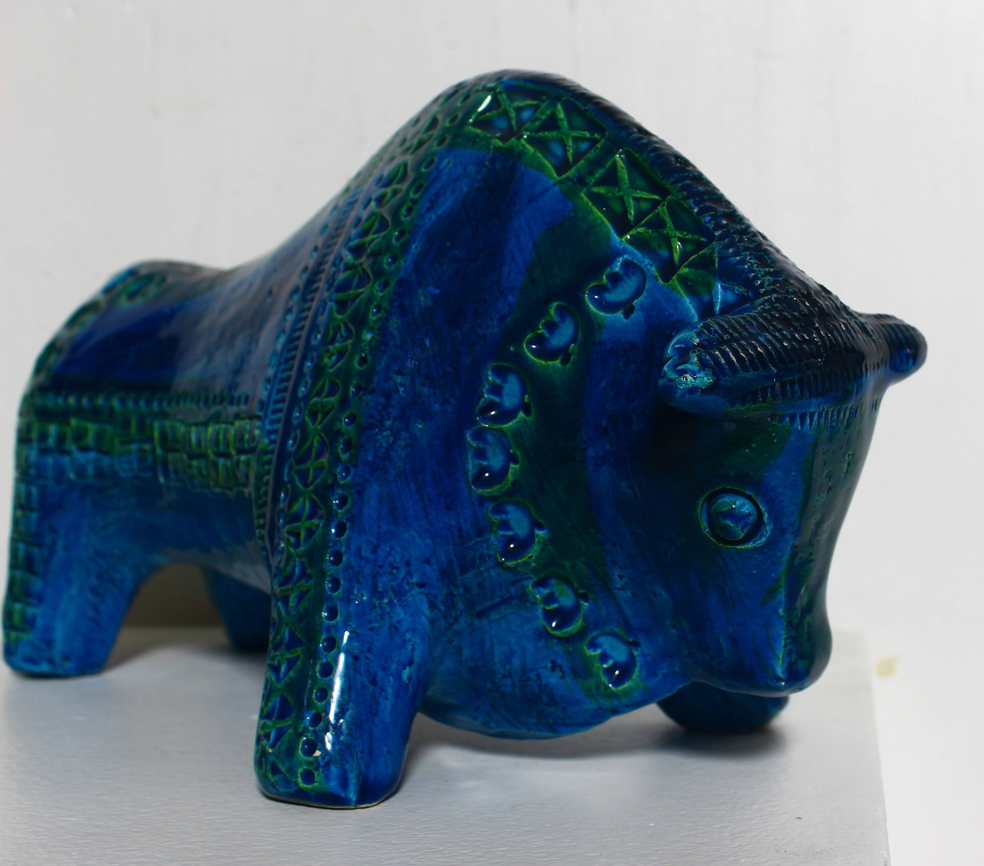 Aldo Londi Bitossi Rimini Taureau Bleu Italie, années 1960