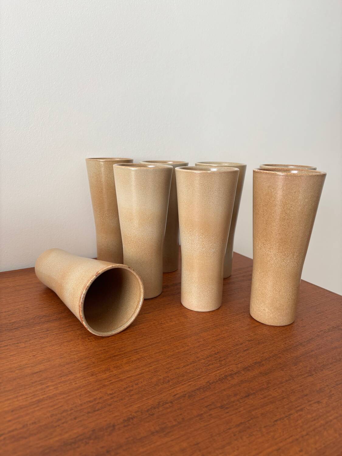 Set of large glazed stoneware cups from Niderviller – vintage tableware