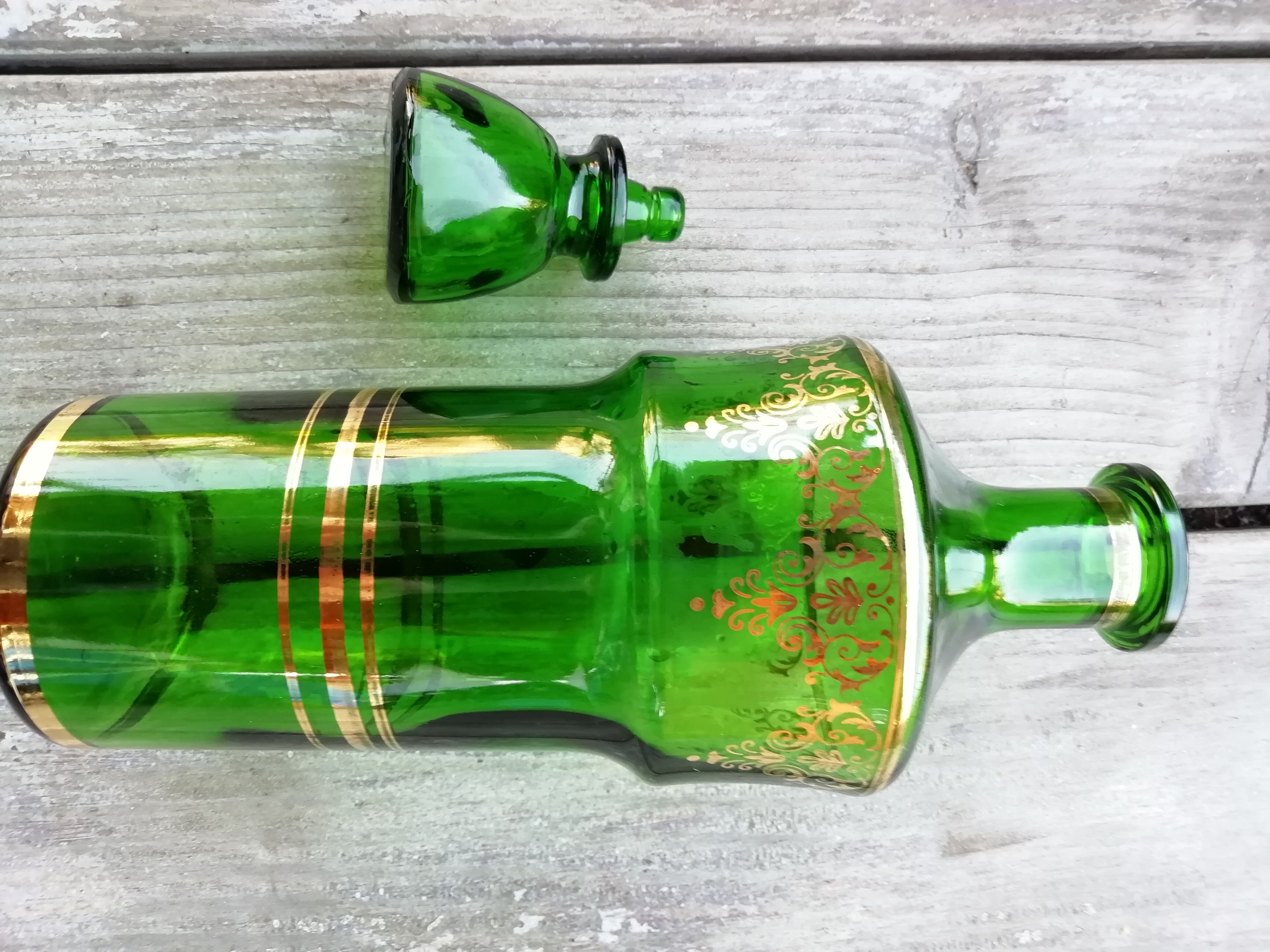 Green glass decanter