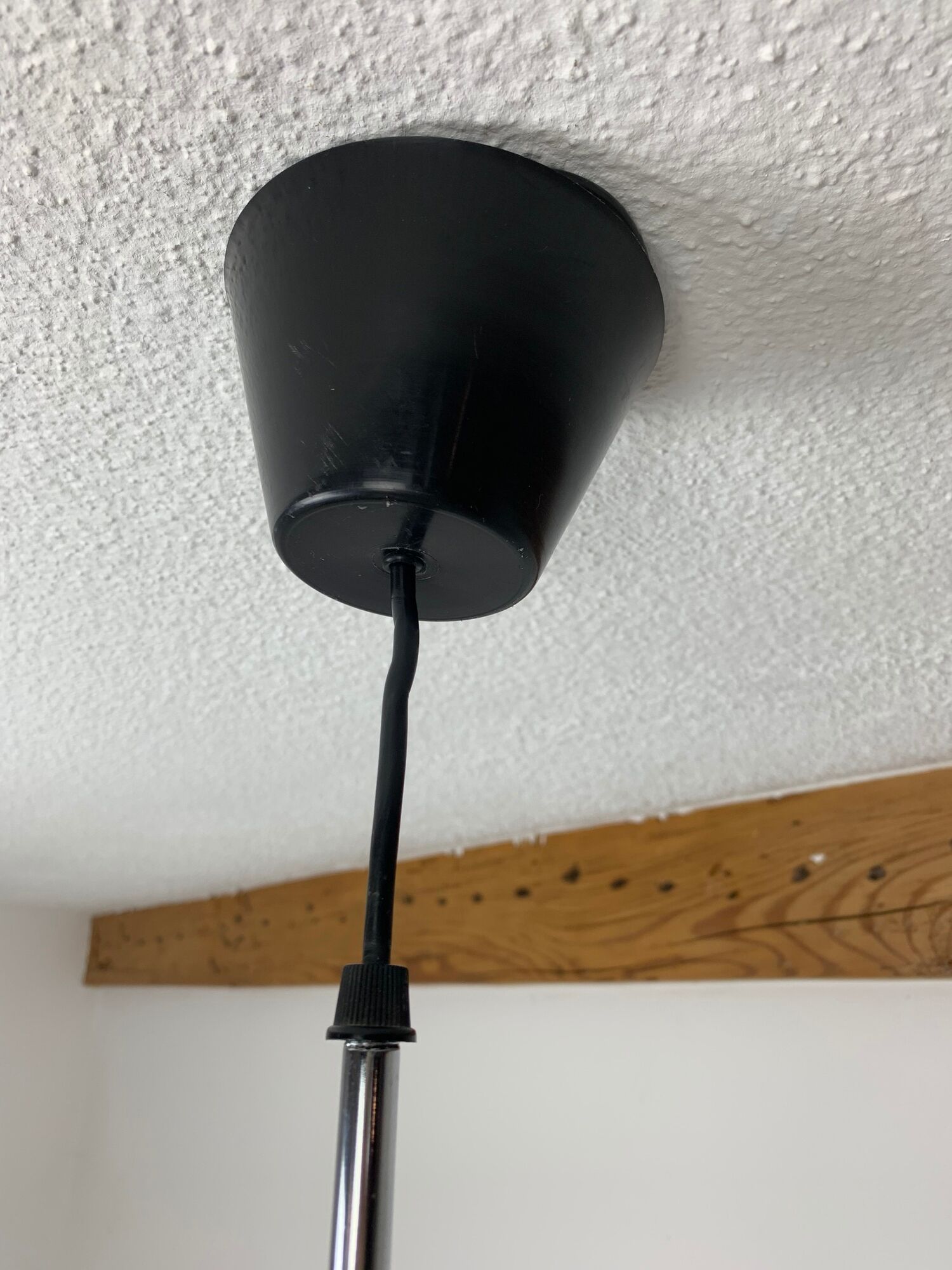 Scandinavian space age pendant lamp by Bent Nordsted for Lyskaer brushed steel 70s