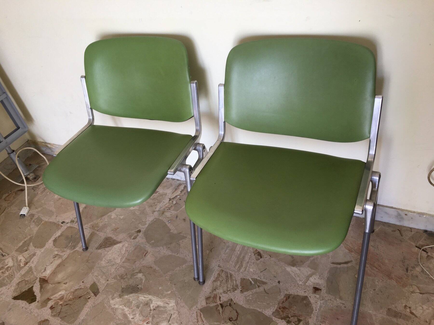 Chairs (4) Anonima Castelli - Giancarlo Piretti - DSC106 - Metal, Eco-leather