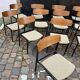 🪑 Set of 18 vintage wood and metal chairs – fabric seat