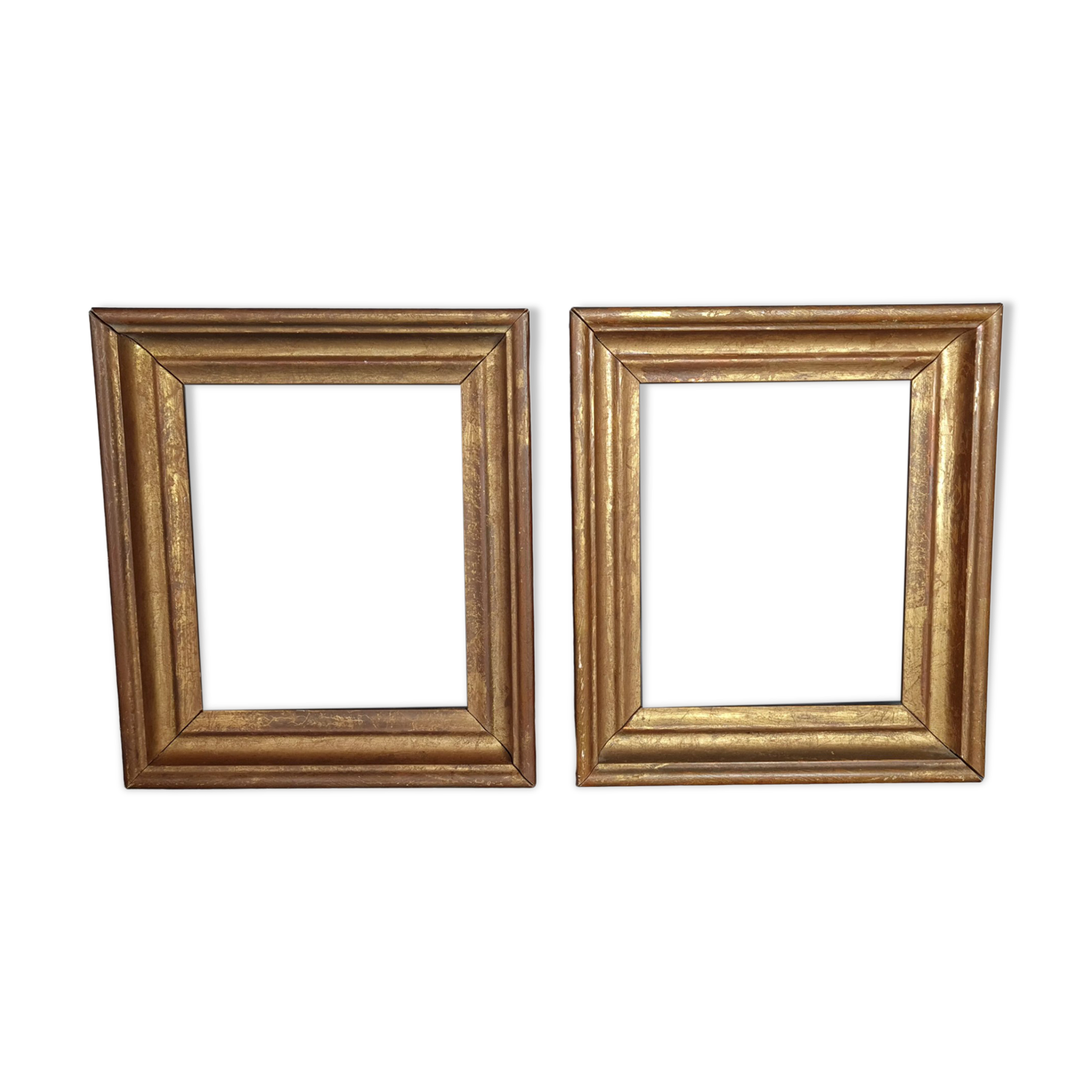 Pair old frames gilded wood gold leaf 26,5x23 cm, foliage 20,5x17 cm SB