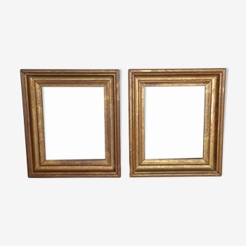 Pair old frames gilded wood gold leaf 26,5x23 cm, foliage 20,5x17 cm SB