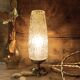 Chic retro table lamp in bronze, spindle glass Lumel, upcycled vintage