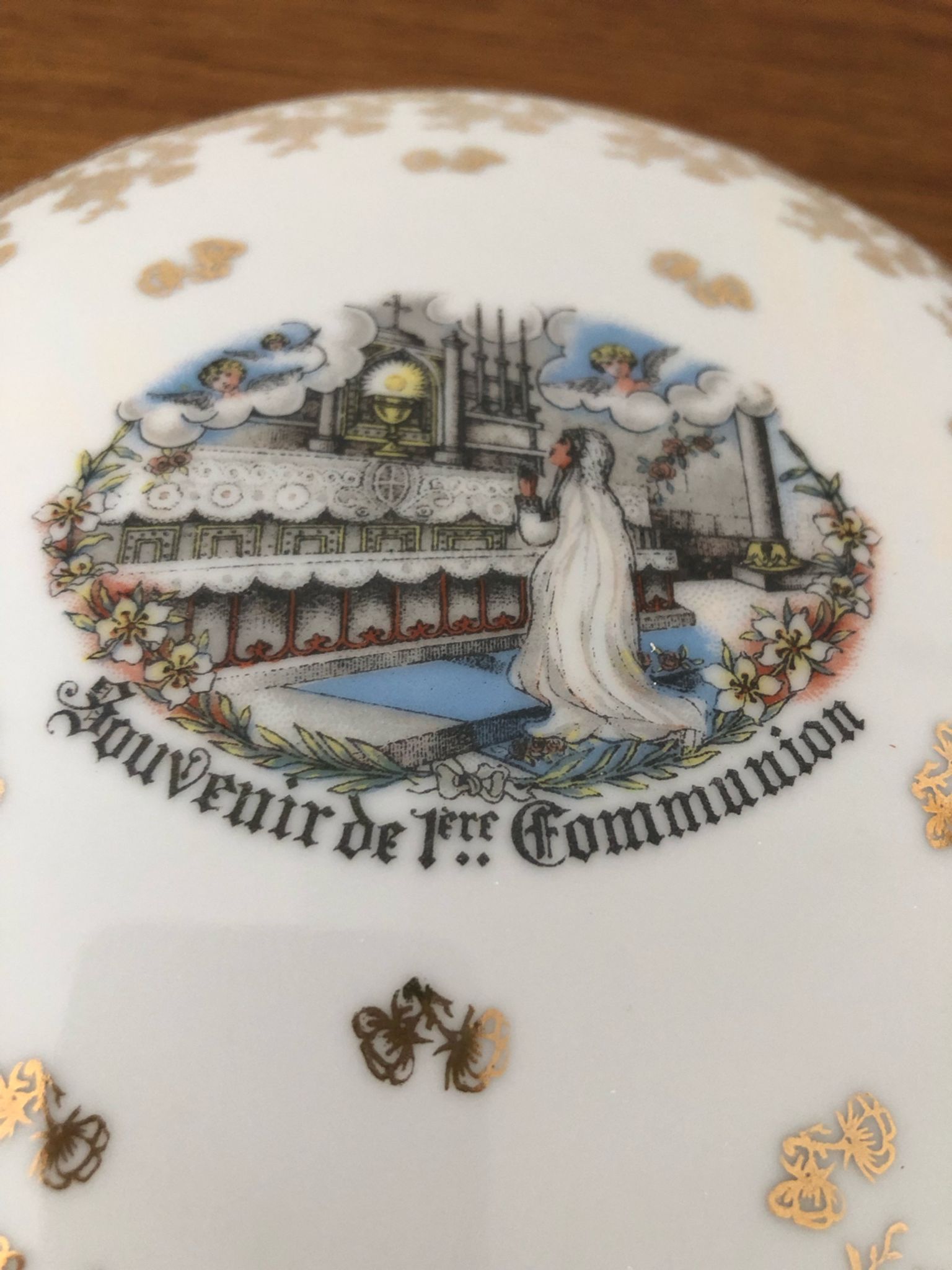Limoges vintage porcelain jewelry box 1st communion