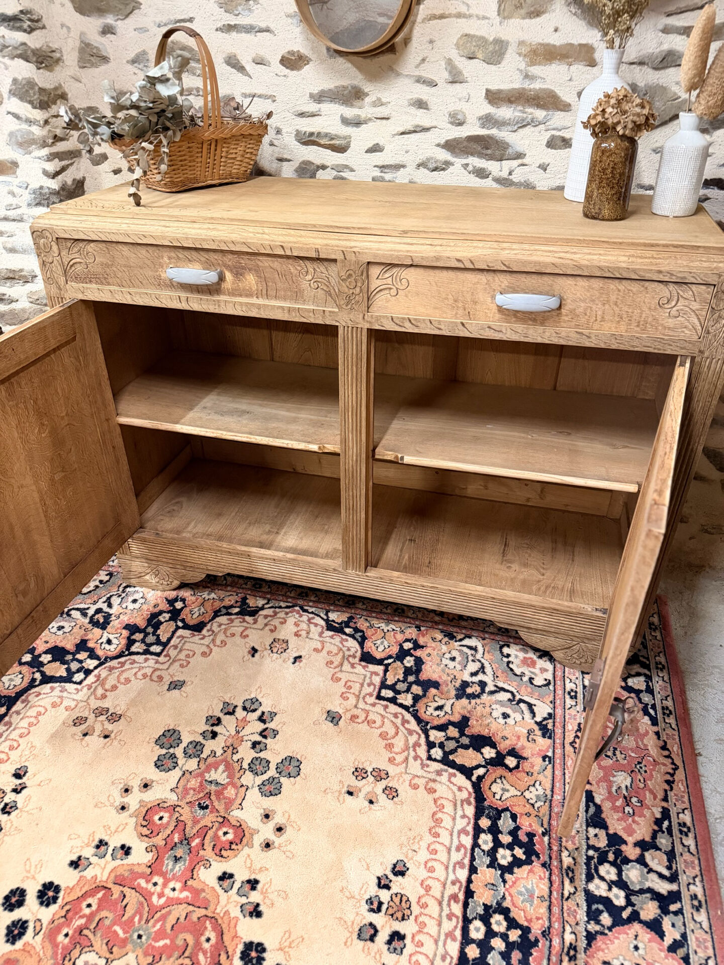 Superb stripped Art Deco wooden buffet