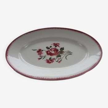 Plat ovale Digoin Sarreguemines modèle bouquet fleuri