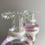Lampes de table rustiques en bois de ferme portugaise avec abat-jour en verre torche, 1970s, Set de 2