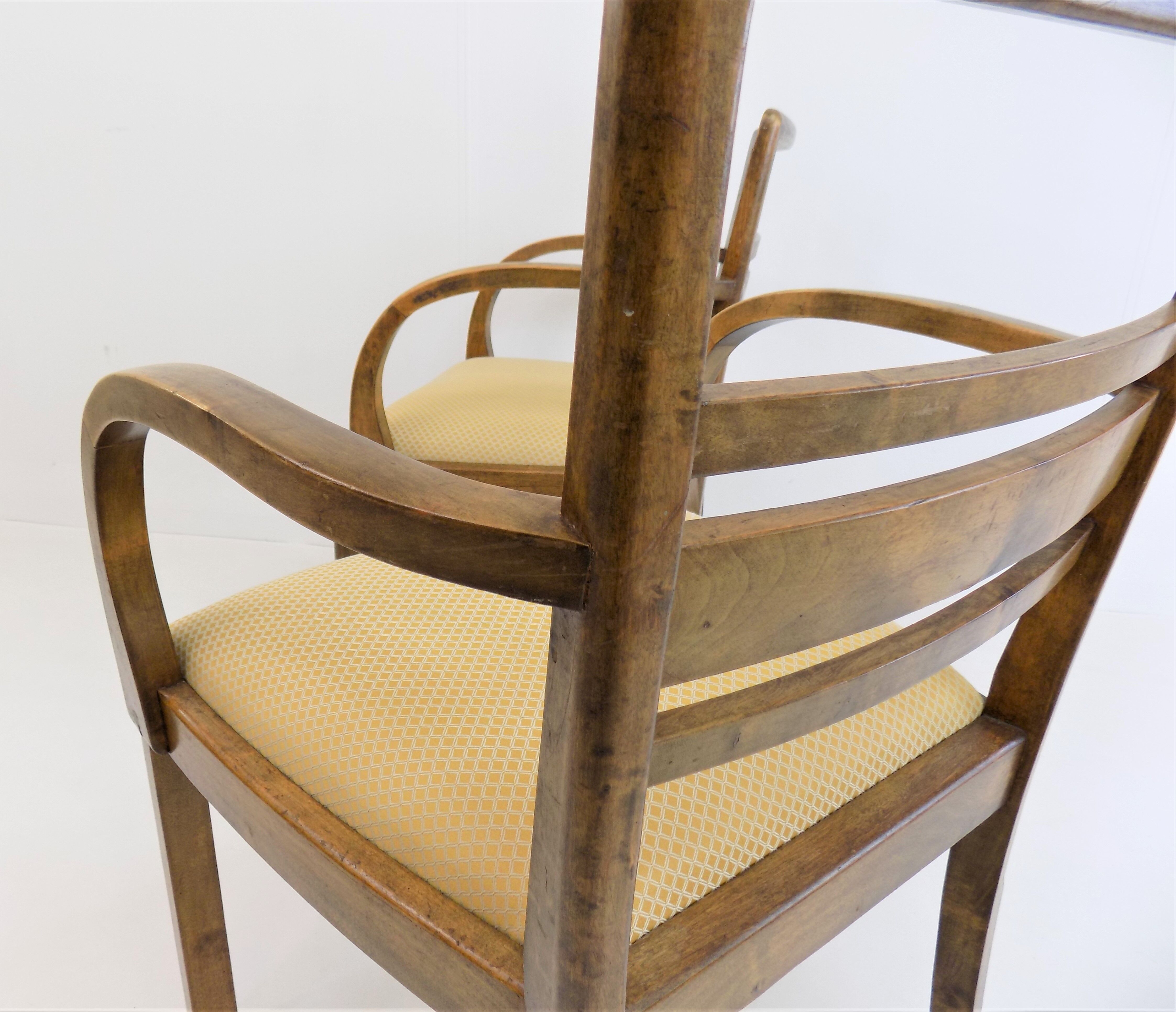 Set of 2 Art Deco chairs in birch burl