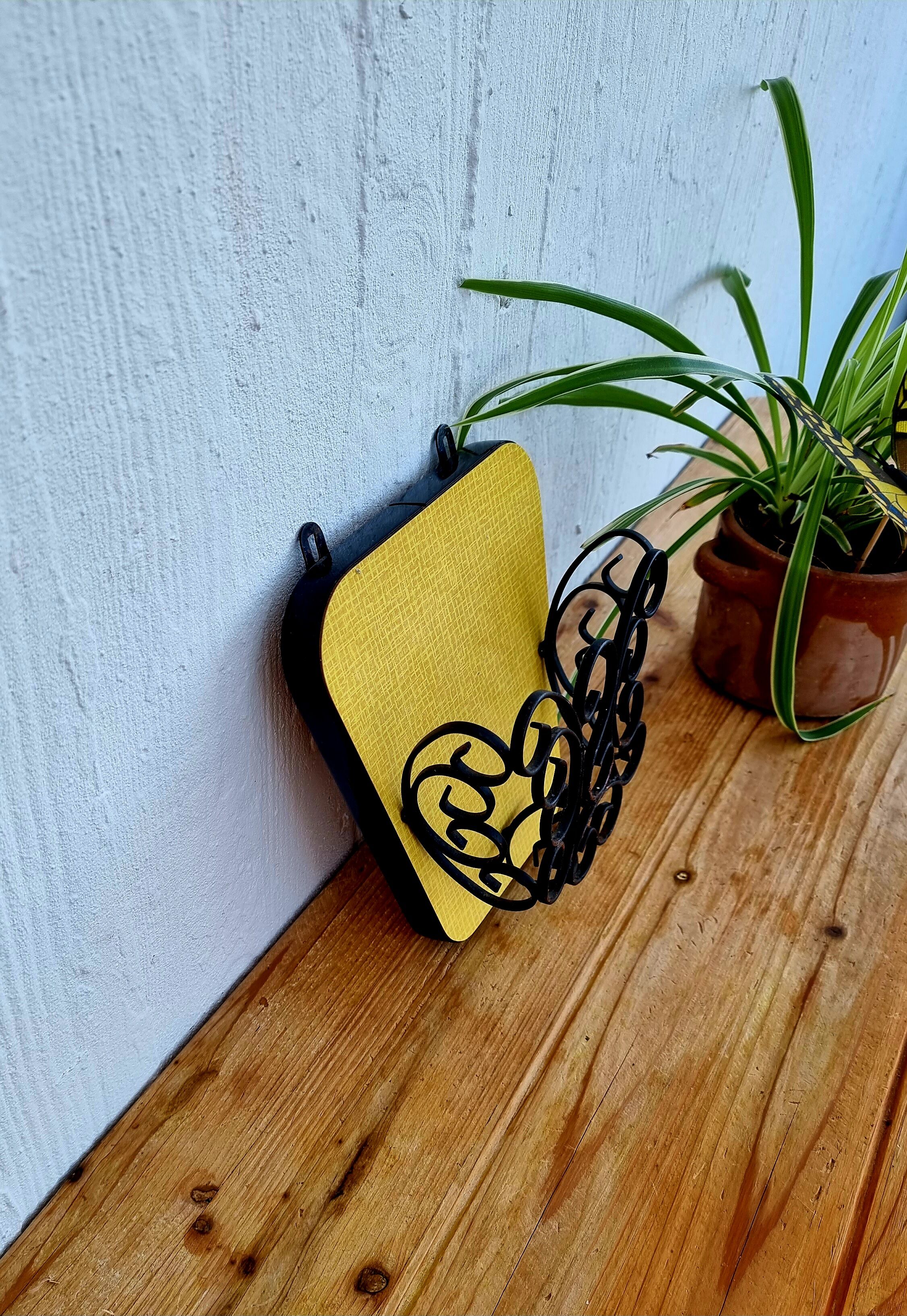 Vintage yellow formica wall storage
