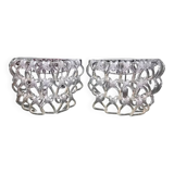 Pair of Art Deco half-moon wall lights in clear glass & metal links