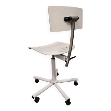 1980s Vintage Industrial Swivel Chair with Adjustable Backrest and Cas