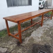 Old country farmhouse table of 3m50 for 12 people with rustic fir spacers