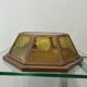 Vintage Octagonal Copper Amber Glass Flush Ceiling Lamp 1960s-70s