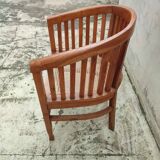 Ancien fauteuil canné bois teck vintage
