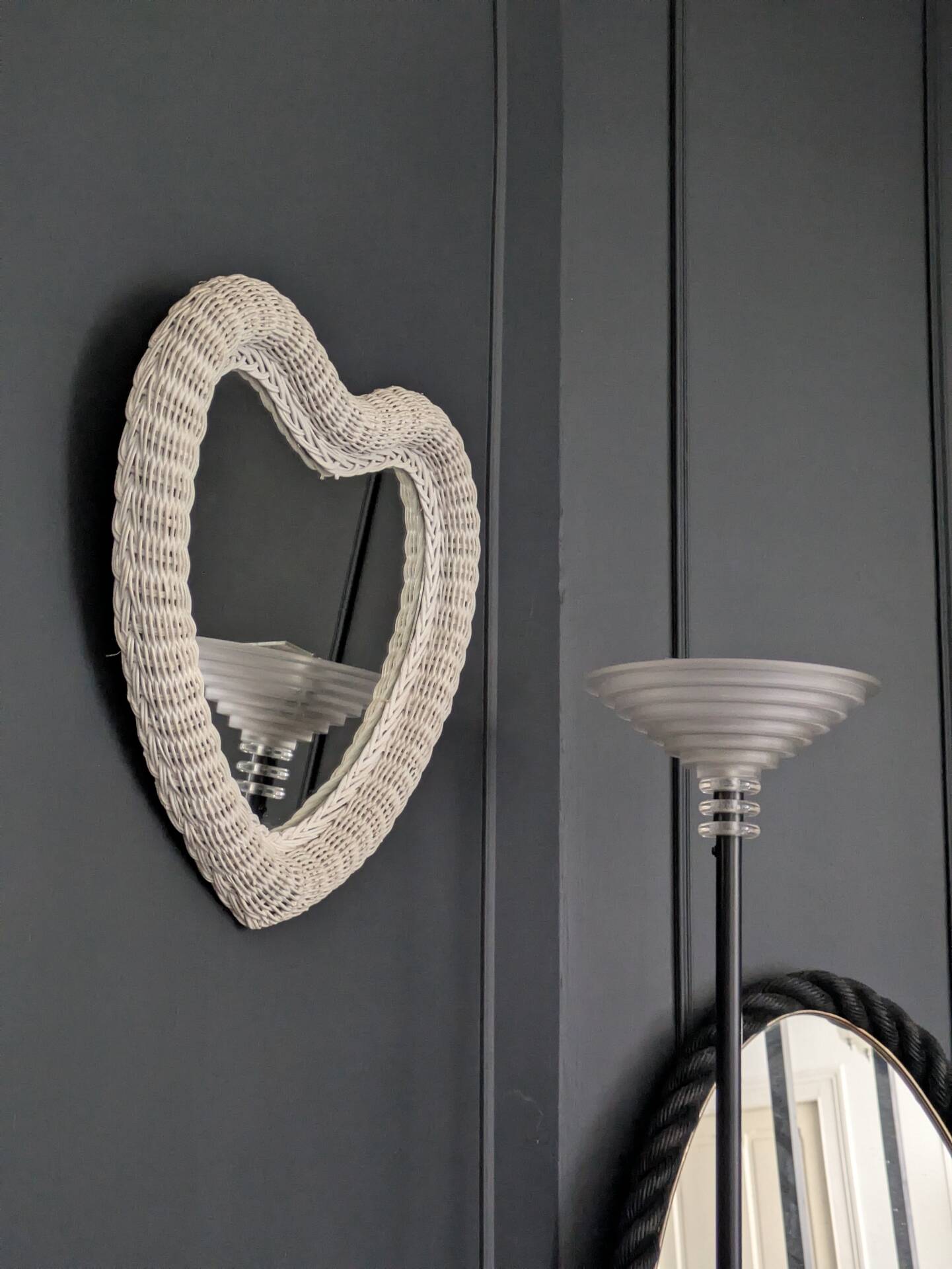 Vintage 80s rattan mirror