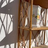 Vintage wall shelf in rattan and caning — 70s bohemian spirit