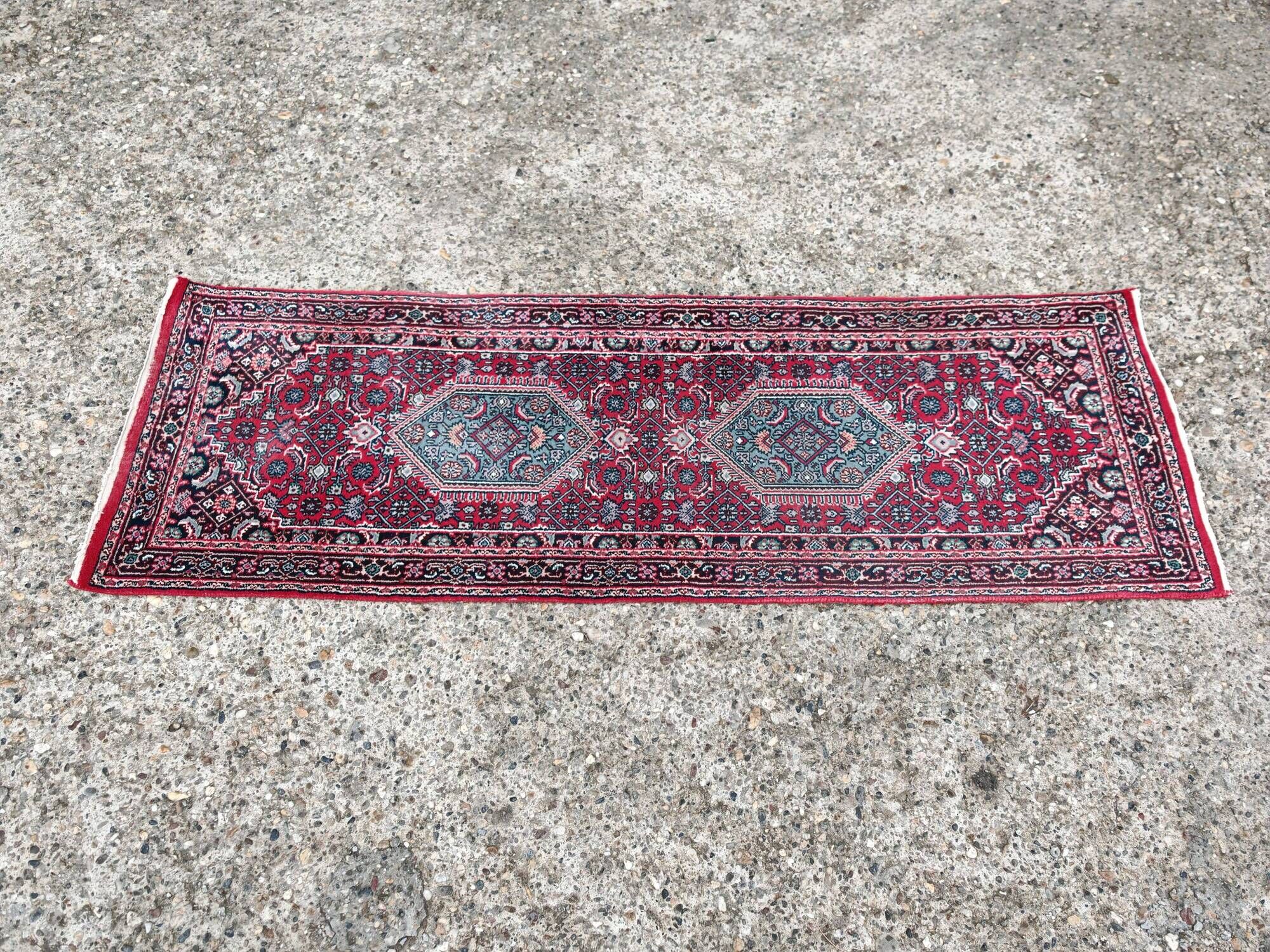 Tapis coureur Bidjar vintage noué main années 1950