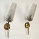 French Retro 1960s Single Wall Light In Gold Metal Clear Pattern Shade 5416