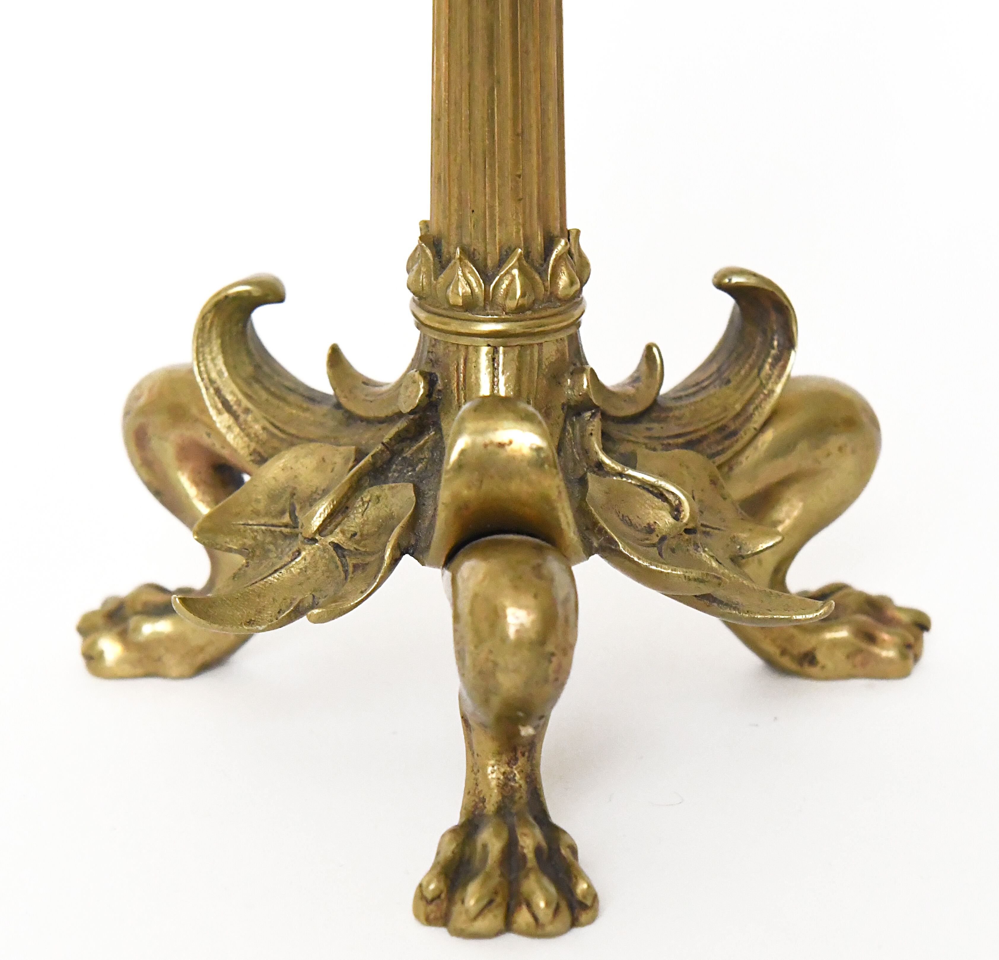 Pair of gilded bronze candlesticks decorated with lizards