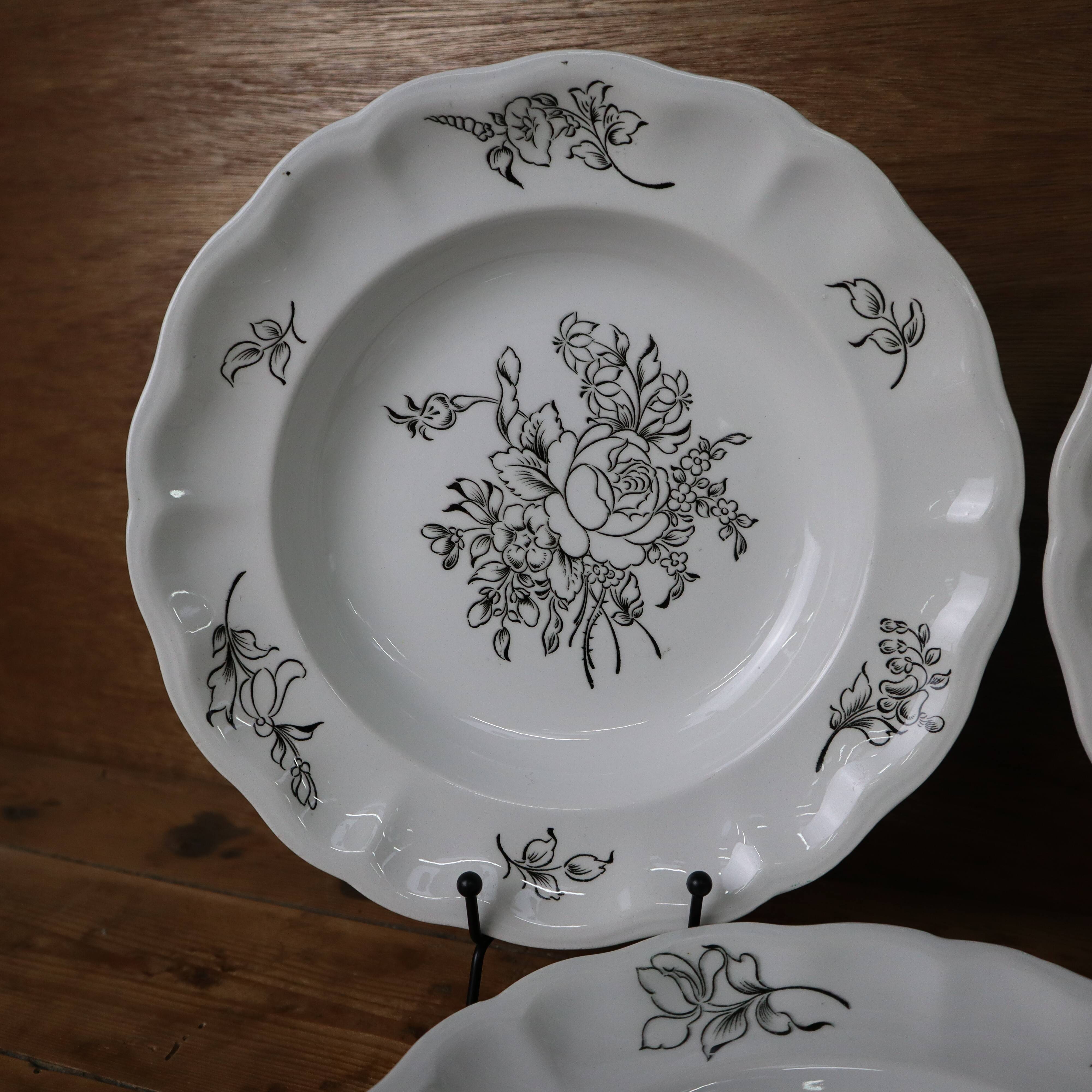 Set of 6 hollow plates in half Lunéville porcelain