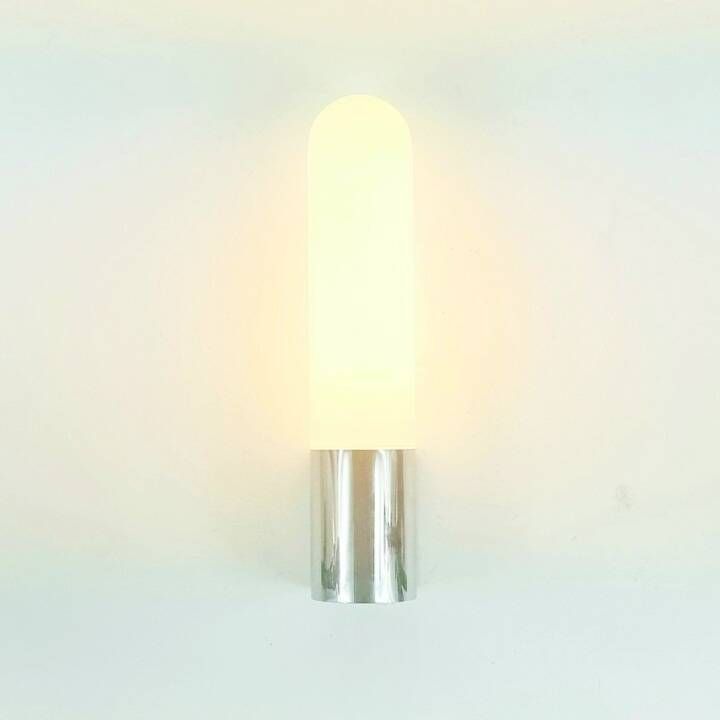 Pair of Opaline Glass & Chrome Wall Lamps from Limburg, Germany, 1970s/80s