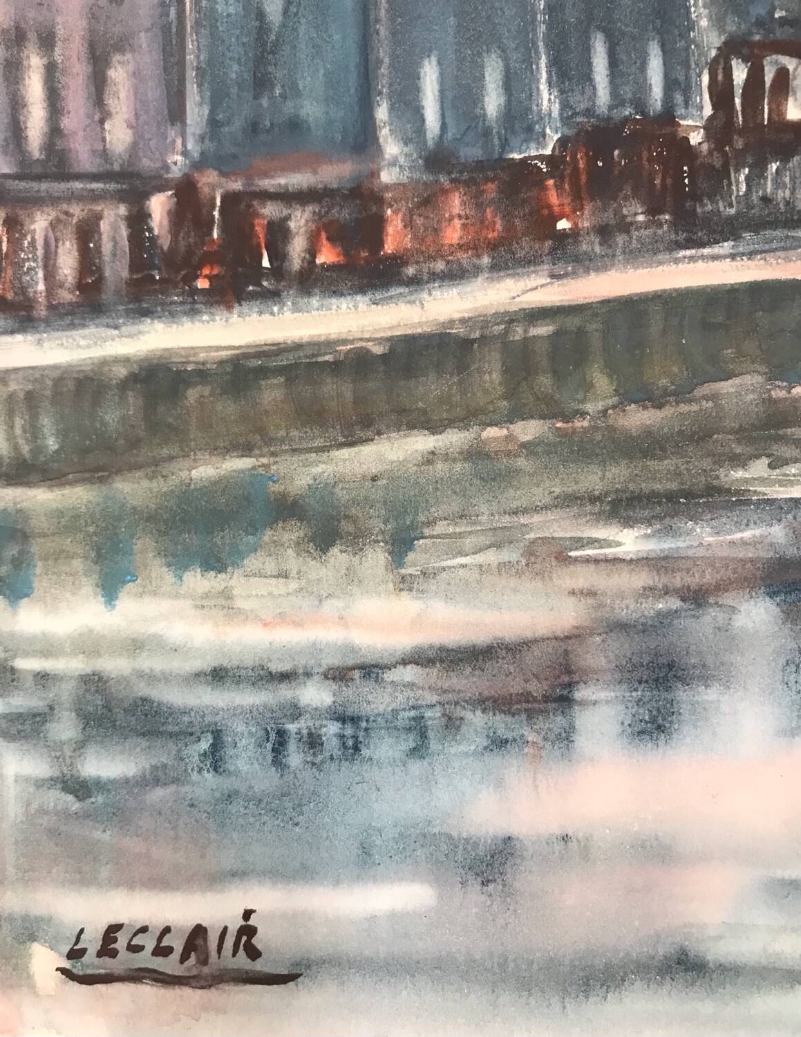 Jean LECLAIR 1919-1996. Honfleur. Watercolour
