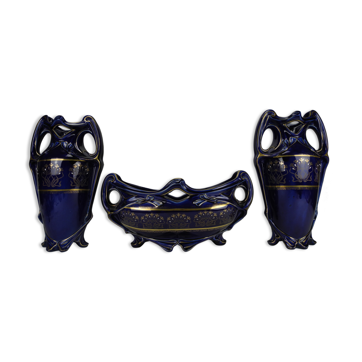 Lunéville Keller old french mantelpiece vases planter 19th