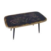 Table basse décor fleur années 60