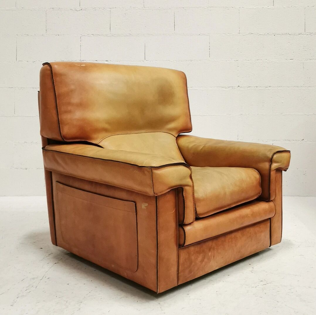 Pair of leather armchairs, 1970