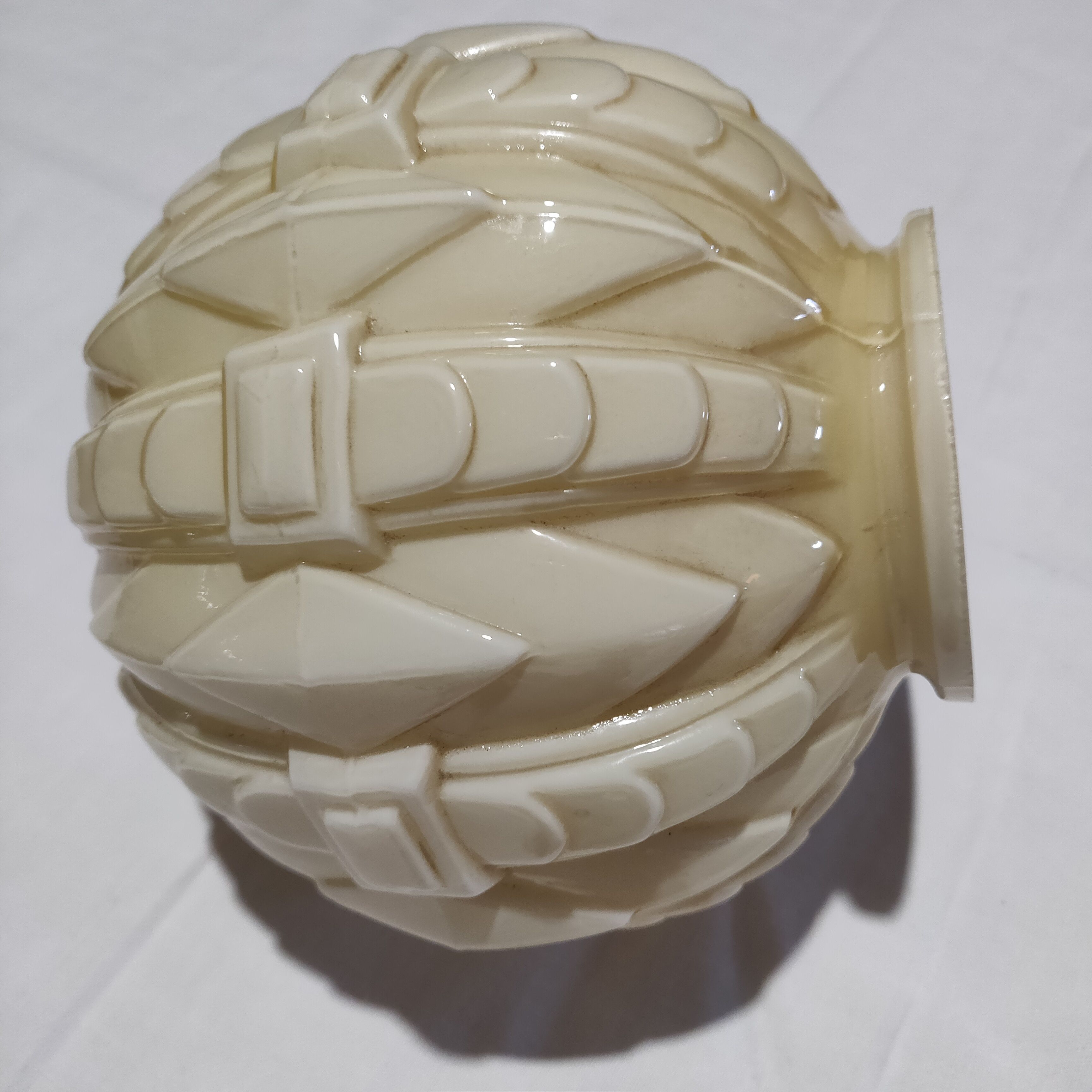 Ceiling light or lamp to be installed, art Deco globe in ivory opaline
