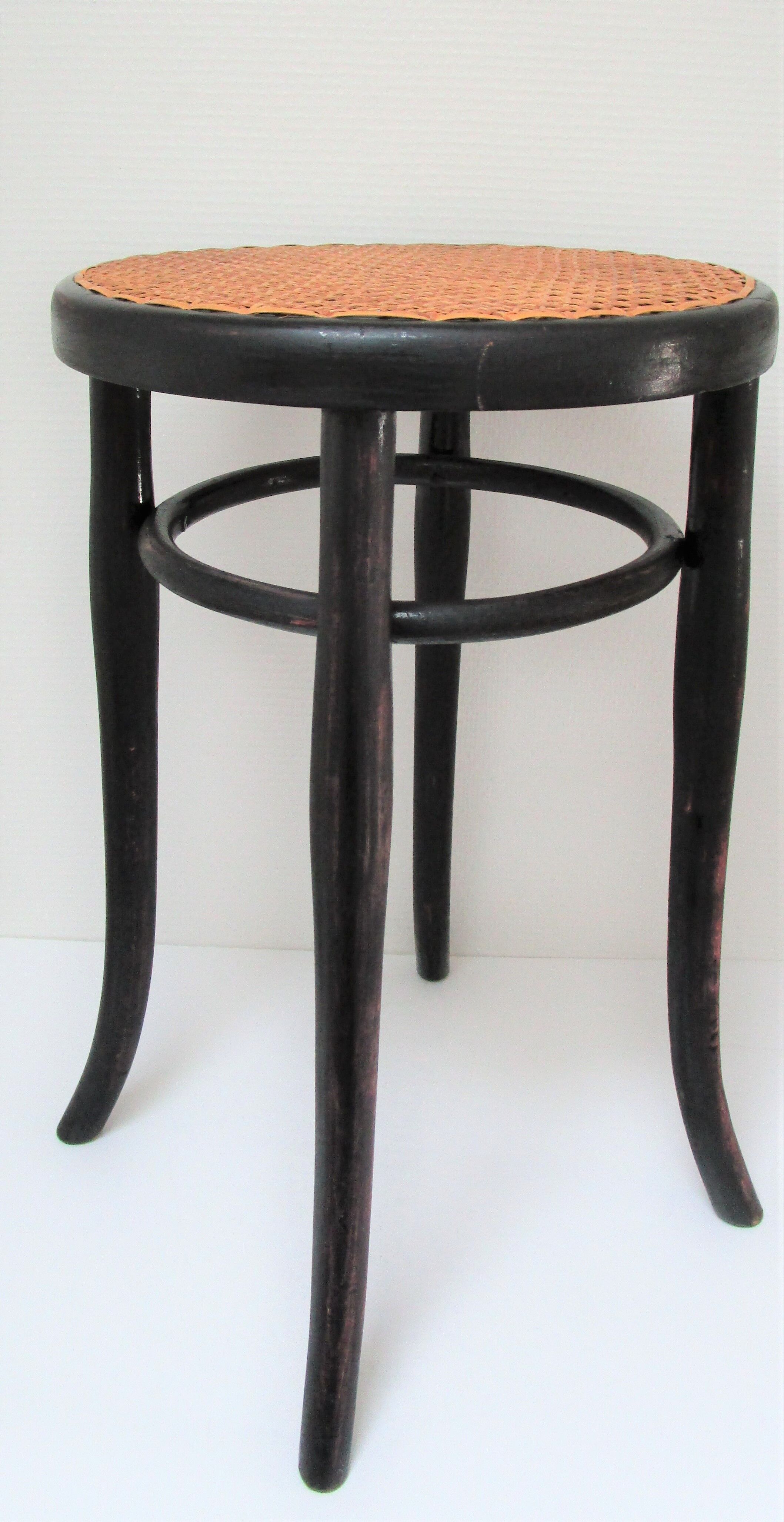 Black skated Thonet stool stamped
