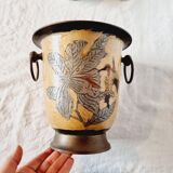 Cloisonné style cava bucket or bronze champagne bucket from the 1960s