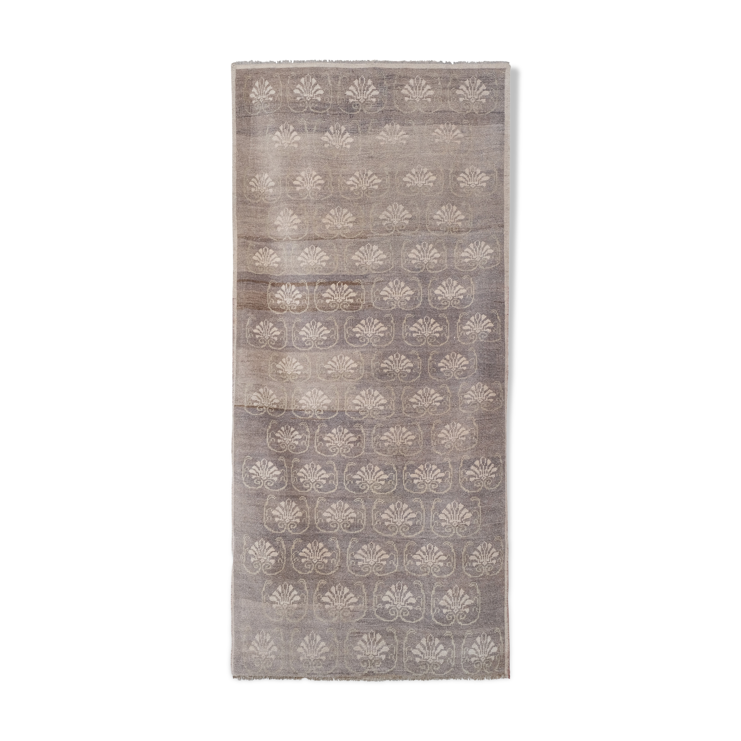 Vintage midcentury karapinar floral brown wool rug