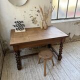 Paneled walnut desk with turned legs, 1900
