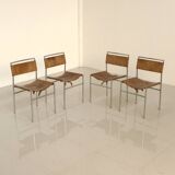 Set of 4 cognac leather chairs DLG Martin Visser 60's