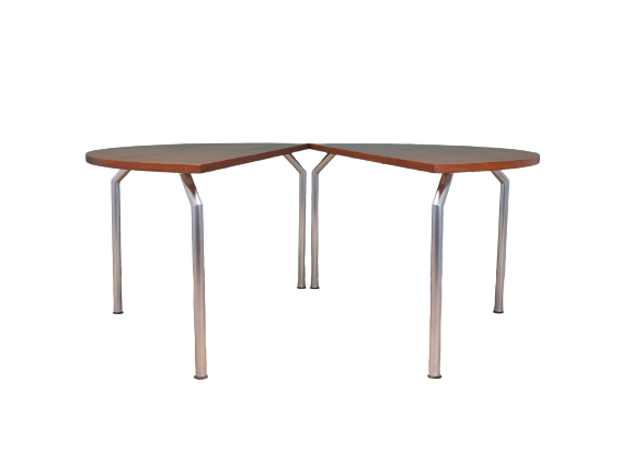 Table demi-ronde en teck, design danois, années 1970, fabricant: Bent Krogh